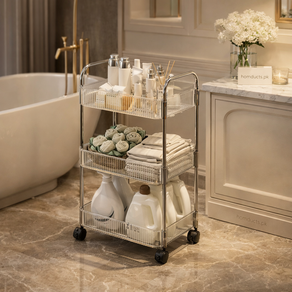 Acrylic Kitchen And Bathroom Storage Trolly