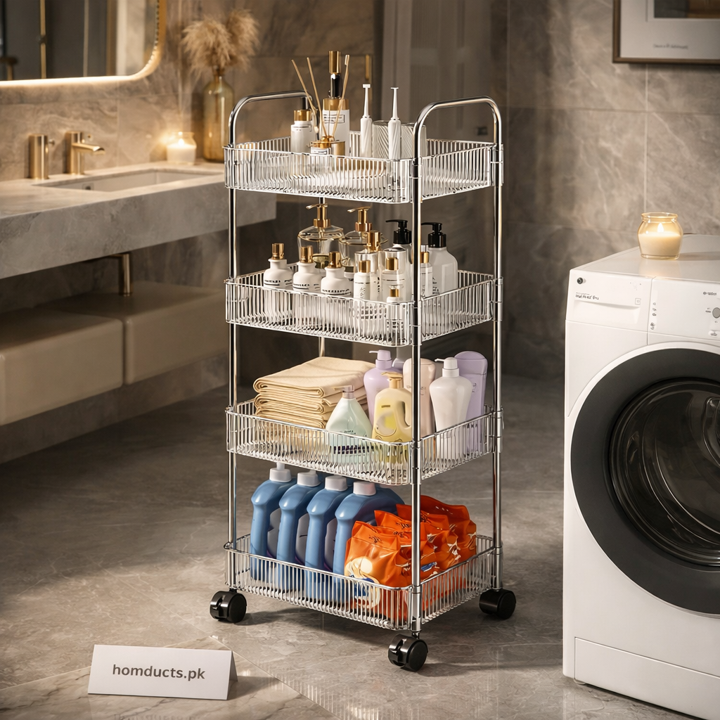 Acrylic Kitchen And Bathroom Storage Trolly