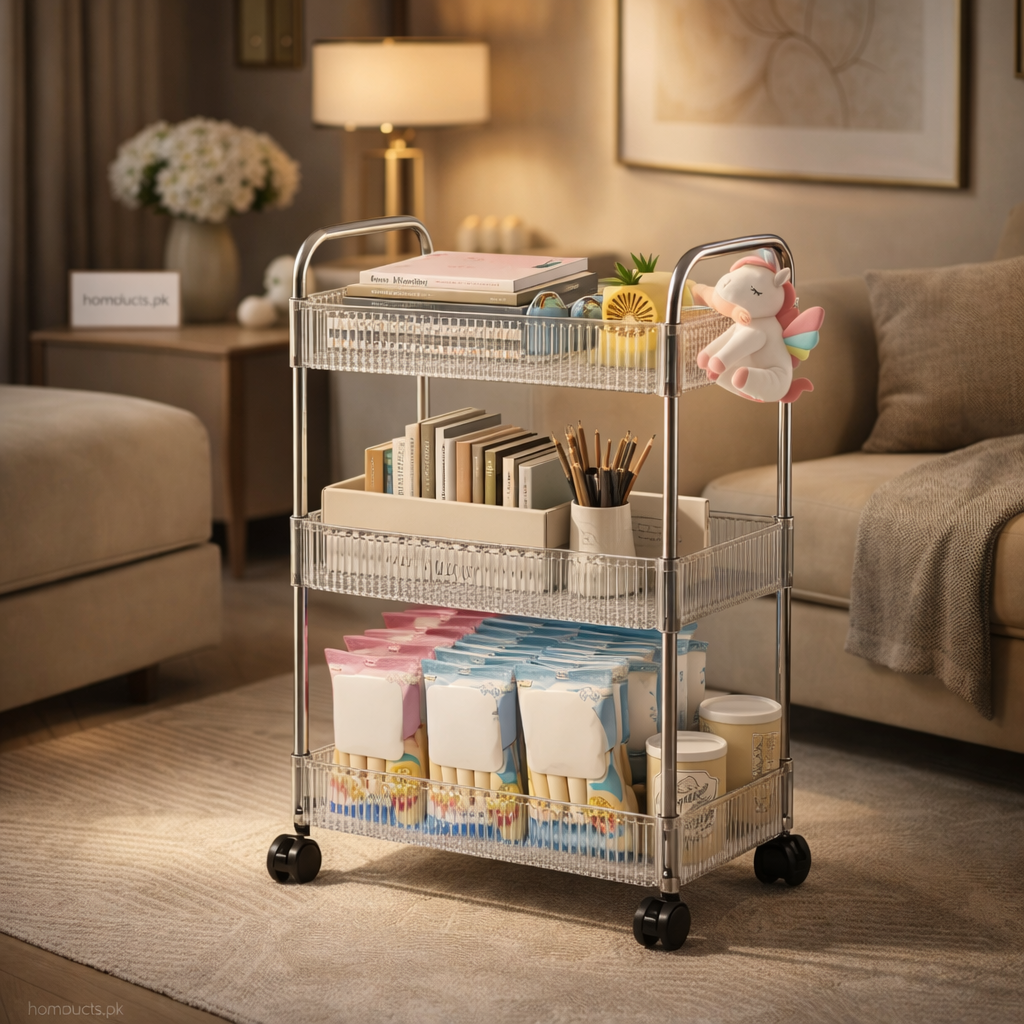 Acrylic Kitchen And Bathroom Storage Trolly