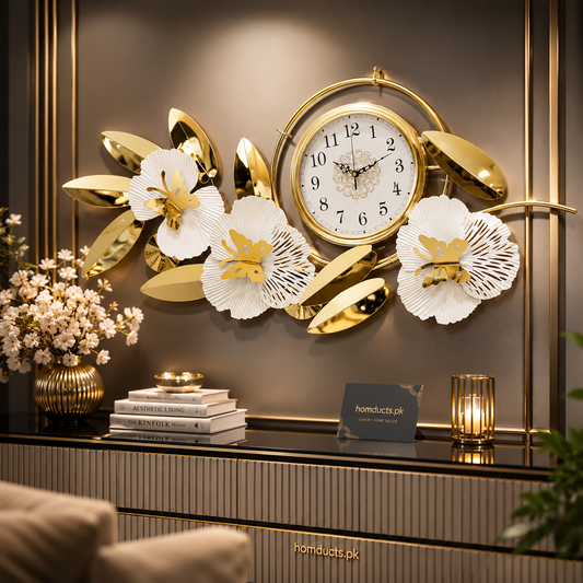 Luxury Golden Floral Wall Décor – Premium Metal Flower Wall Art for Modern Living Room & Bedroom Decoration