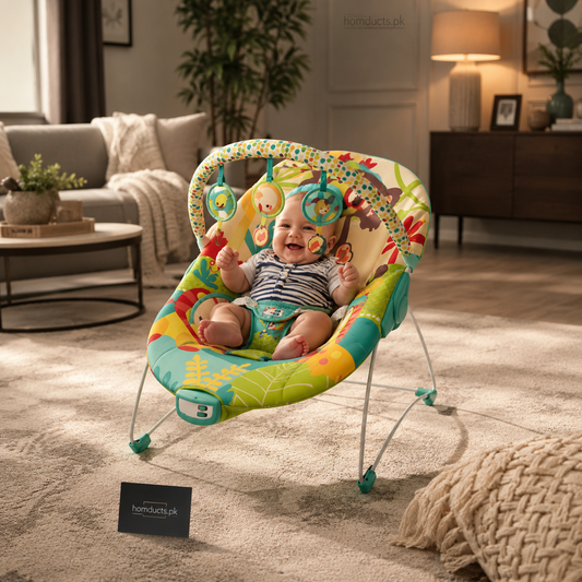 Luxury Musical Baby Bouncer Chair with Hanging Toys & Comfort Seat for Infants