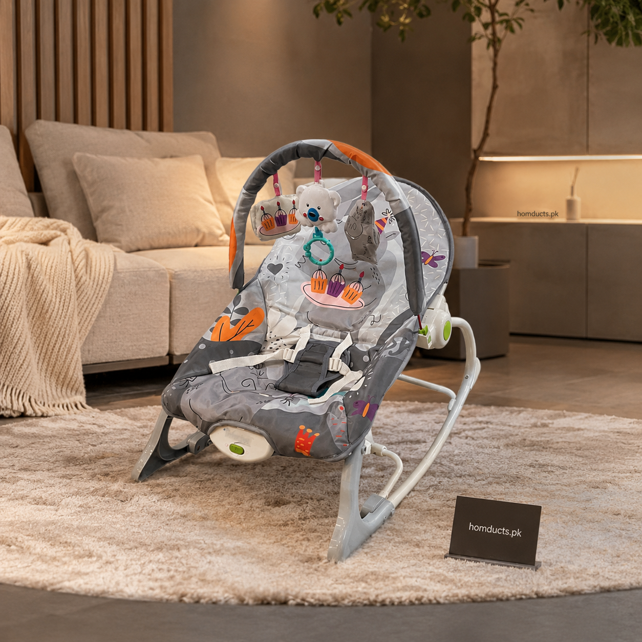 Luxury Baby Rocker Seat with Hanging Toys & Comfort Support – Homducts
