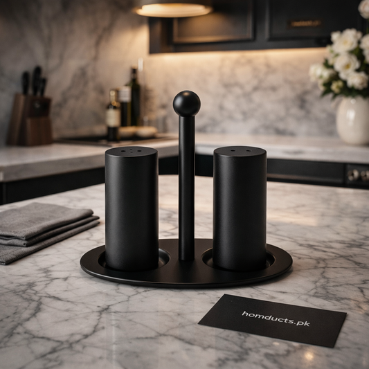 Premium Modern Salt & Pepper Shaker Set with Stand – Luxury Kitchen Table Organizer