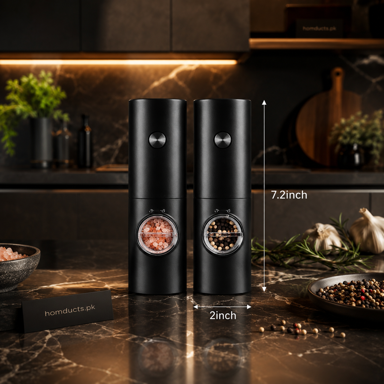 Premium Electric Salt & Pepper Grinder with Adjustable Grinding Settings – Modern Kitchen Spice Mill for Fine & Coarse Seasoning