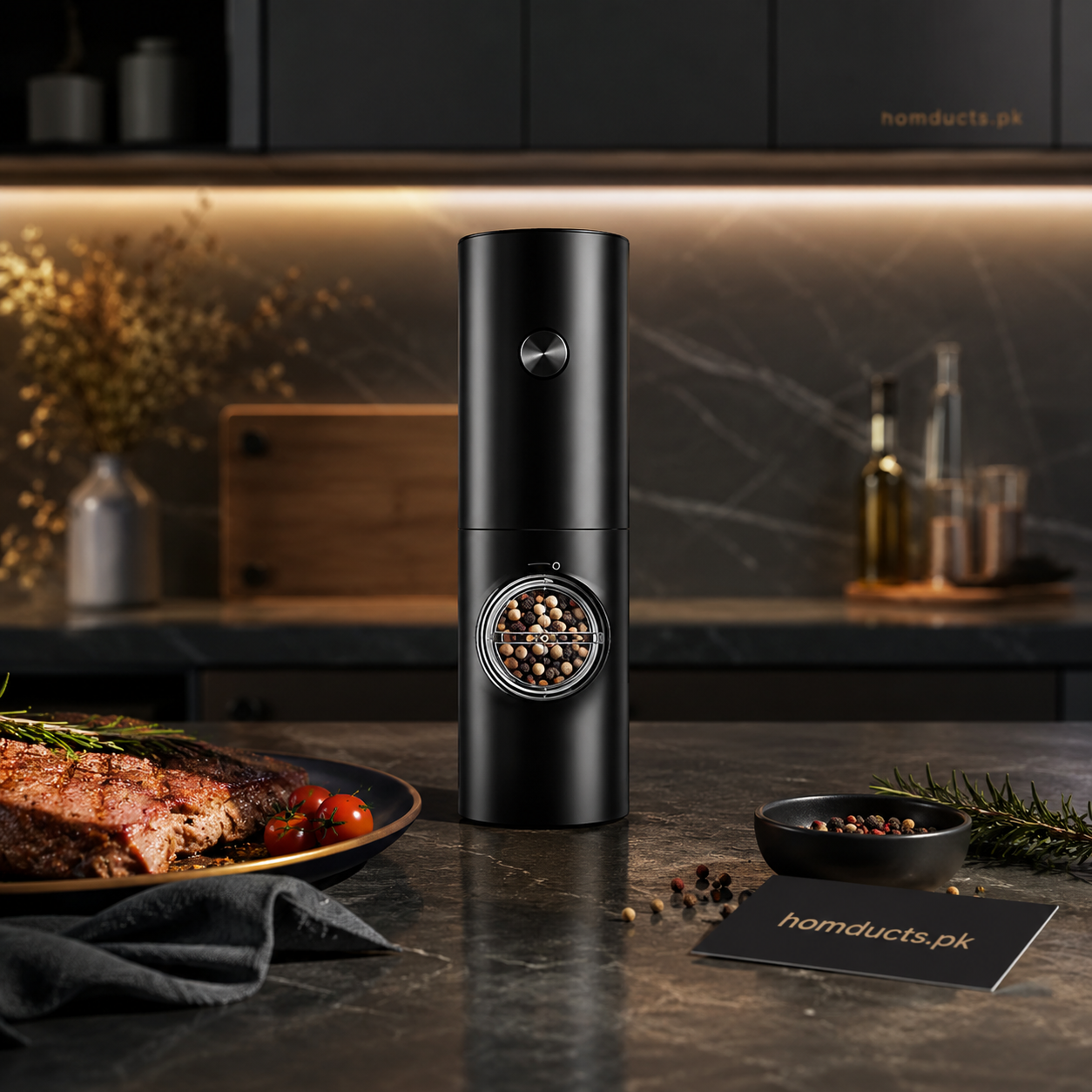 Premium Electric Salt & Pepper Grinder with Adjustable Grinding Settings – Modern Kitchen Spice Mill for Fine & Coarse Seasoning