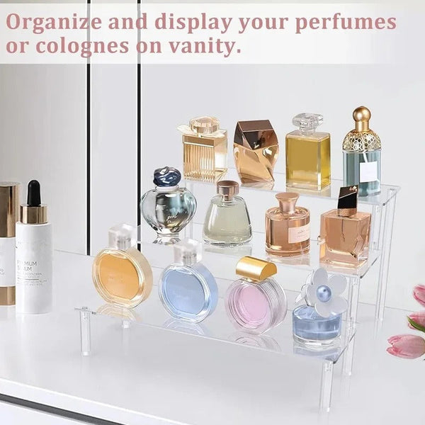 Luxury Acrylic Perfume Organizer Stand – Multi-Tier Vanity Display Shelf