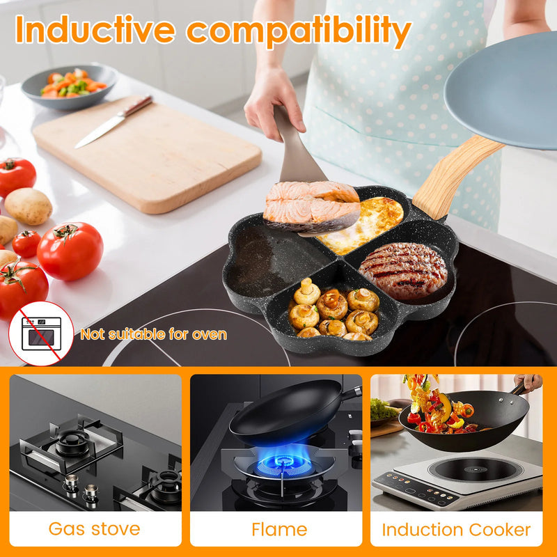 4-Cavity Heart Shape Non-Stick Breakfast Frying Pan