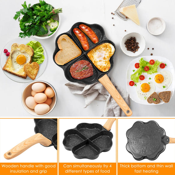 4-Cavity Heart Shape Non-Stick Breakfast Frying Pan