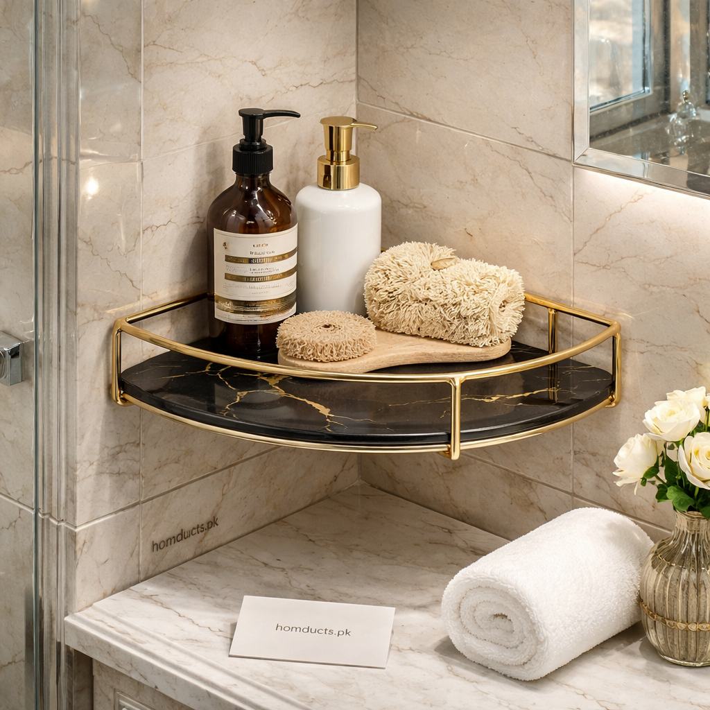 Luxury Wall-Mounted Bathroom Corner Shelf Rack – Premium Shower Organizer