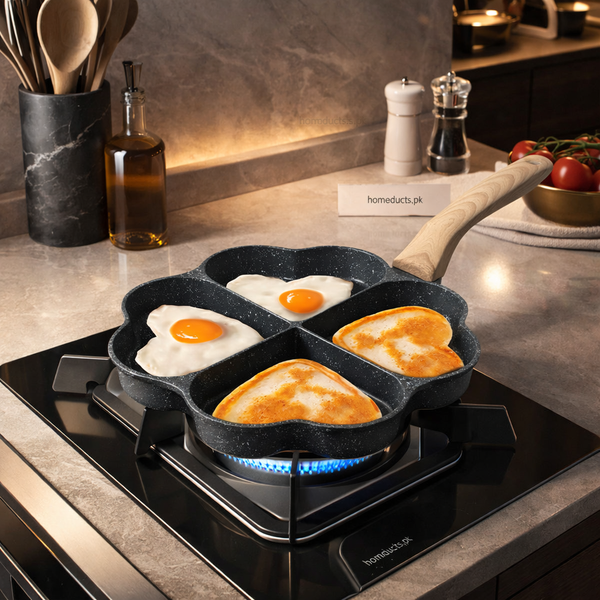 4-Cavity Heart Shape Non-Stick Breakfast Frying Pan