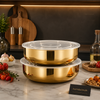 Premium Gold Stainless Steel Food Storage Bowl with Transparent Airtight Lid – Multipurpose Kitchen Serving Container