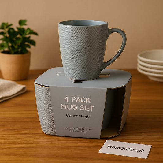 Premium Textured Ceramic Mug Set – 4 Pack | Heat-Resistant, Dishwasher Safe Coffee & Tea Cups