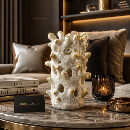 Luxury Coral Texture Decorative Vase for Modern Home Décor – Premium Resin Artistic Table Accent Piece