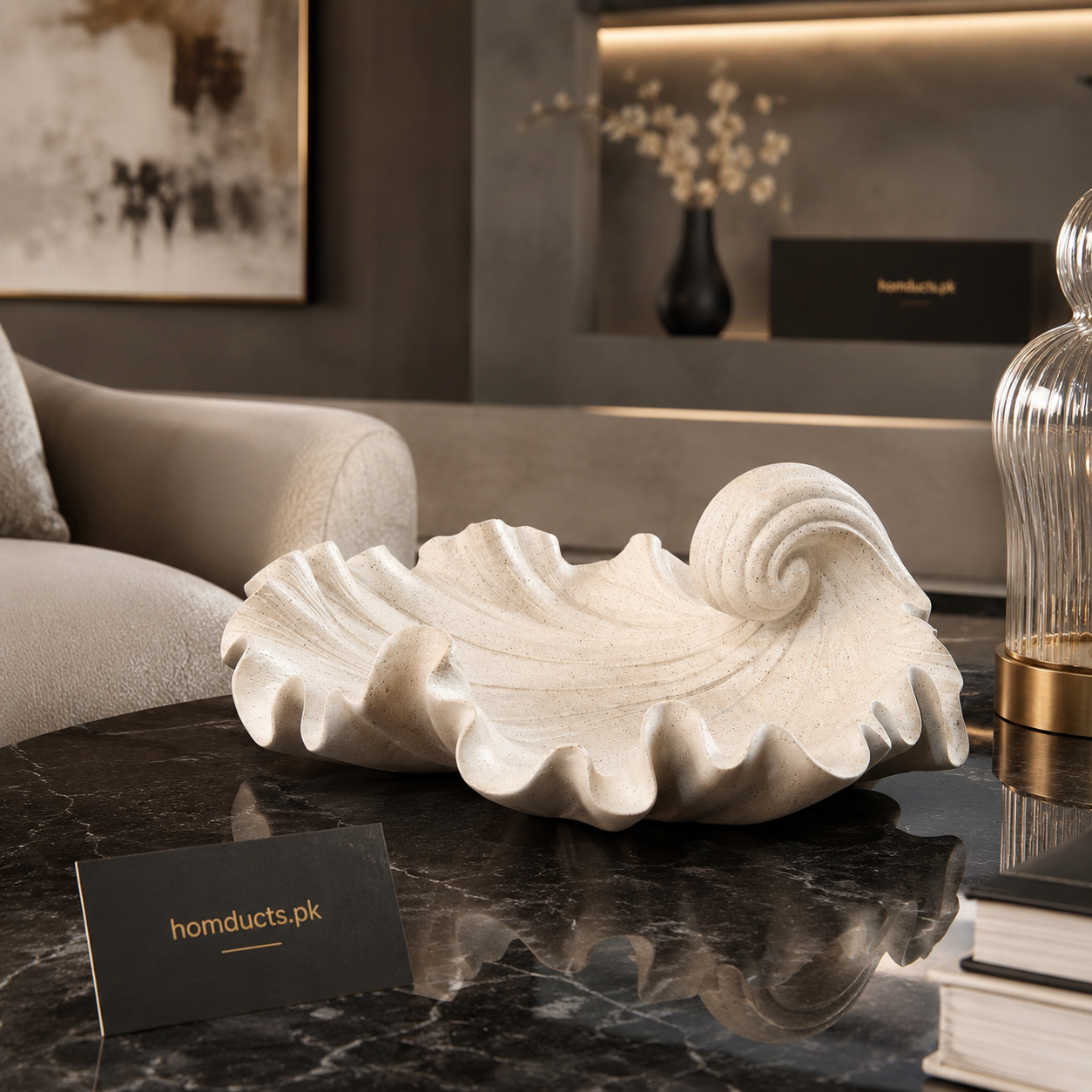 Luxury Ocean Wave Resin Decorative Bowl Tray – Premium Modern Centerpiece Organizer for Coffee Table, Console & Home Decor