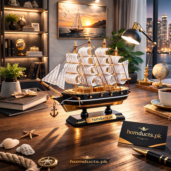 Premium Mini Sailing Ship Showpiece – Elegant Nautical Home & Office Décor Model