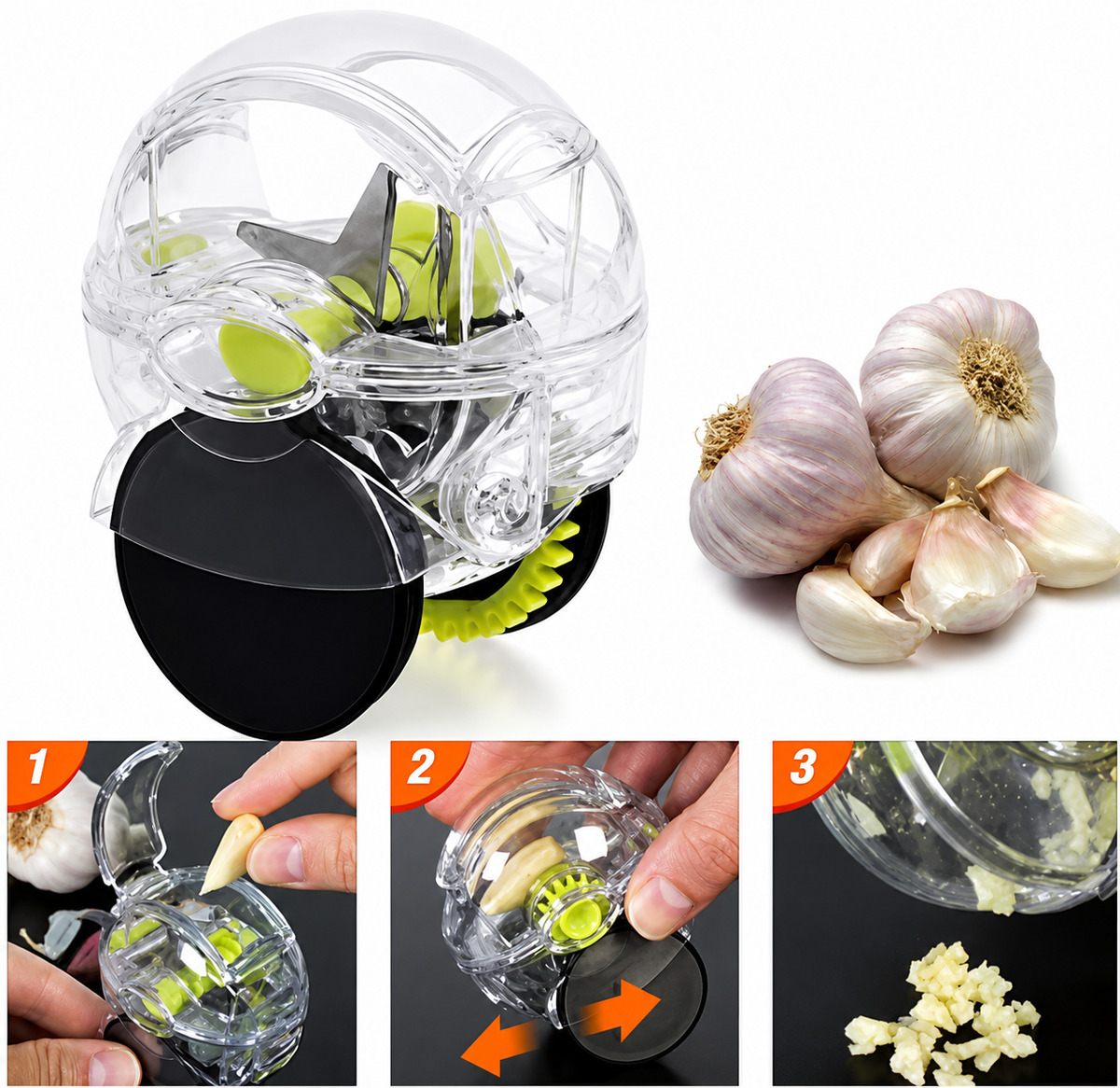 Luxury Premium Stainless Steel Garlic Roller Chopper Cutter for Kitchen | Manual Garlic Mincer & Vegetable Crusher Tool