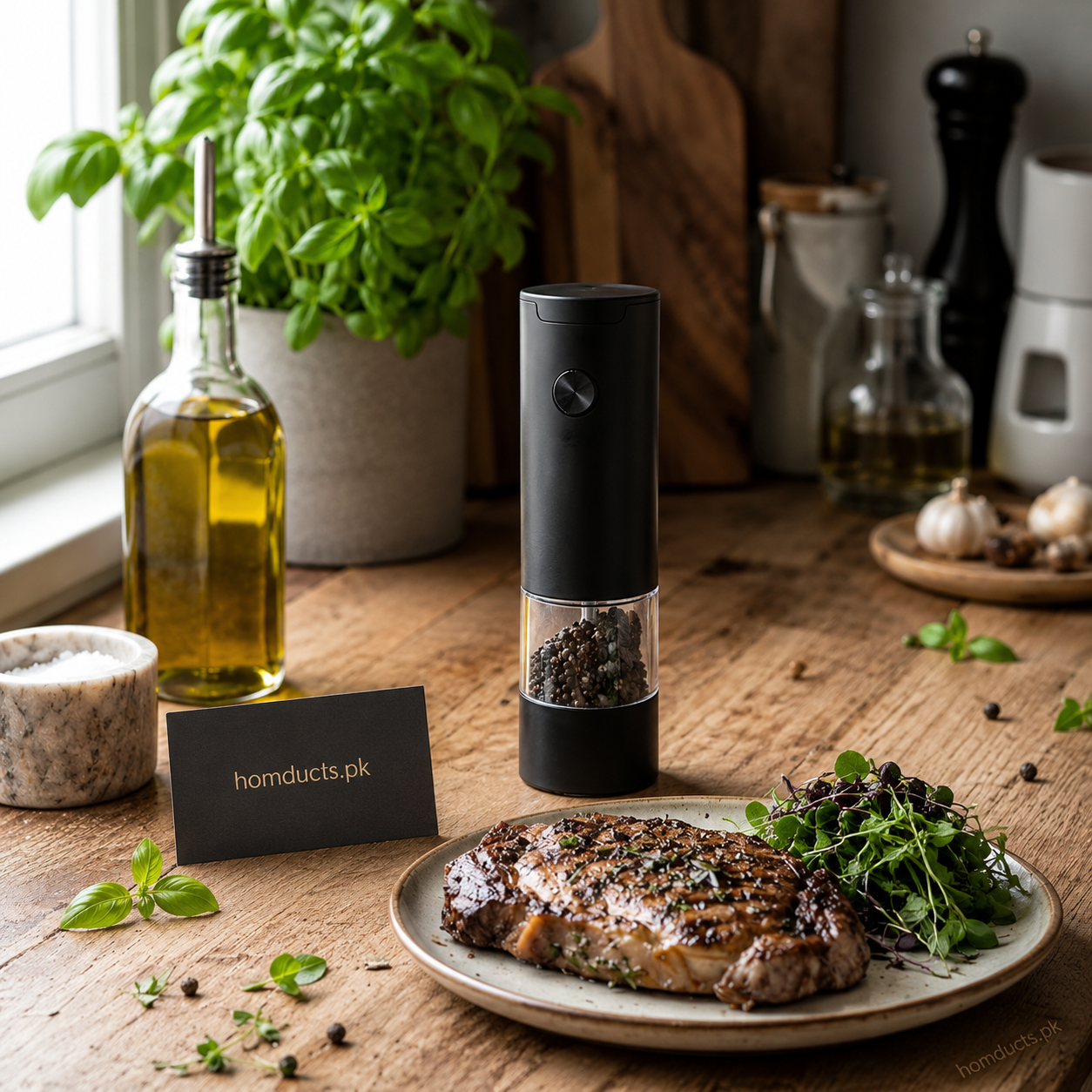 Premium Rechargeable Electric Salt & Pepper Grinder – Automatic Stainless Steel Spice Mill with Adjustable Coarseness for Kitchen & Dining