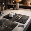 Premium Silicone Sink Drying Mat with Drain Spout – Anti-Slip Kitchen Dish Drainer Tray