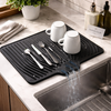 Premium Silicone Sink Drying Mat with Drain Spout – Anti-Slip Kitchen Dish Drainer Tray
