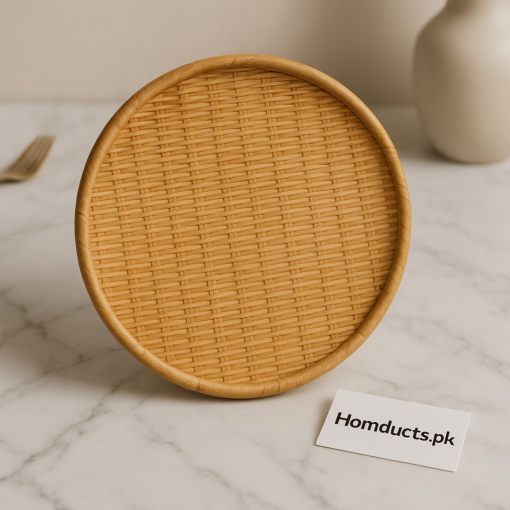 Premium Melamine Bamboo Serving Tray – Elegant Round Design for Kitchen & Dining