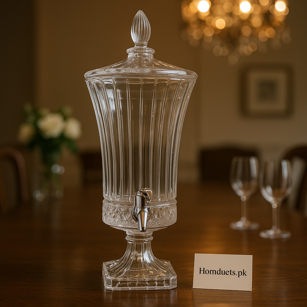 Royal Crystal Beverage Dispenser with Lid & Spout – Elegant Glass Drink Server for Home & Events (4.2Ltr)