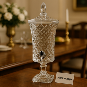 Royal Crystal Beverage Dispenser with Tap – Elegant Diamond Cut Glass Drink Server (4.2Ltr)