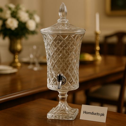 Royal Crystal Beverage Dispenser with Tap – Elegant Diamond Cut Glass Drink Server (4.2Ltr)