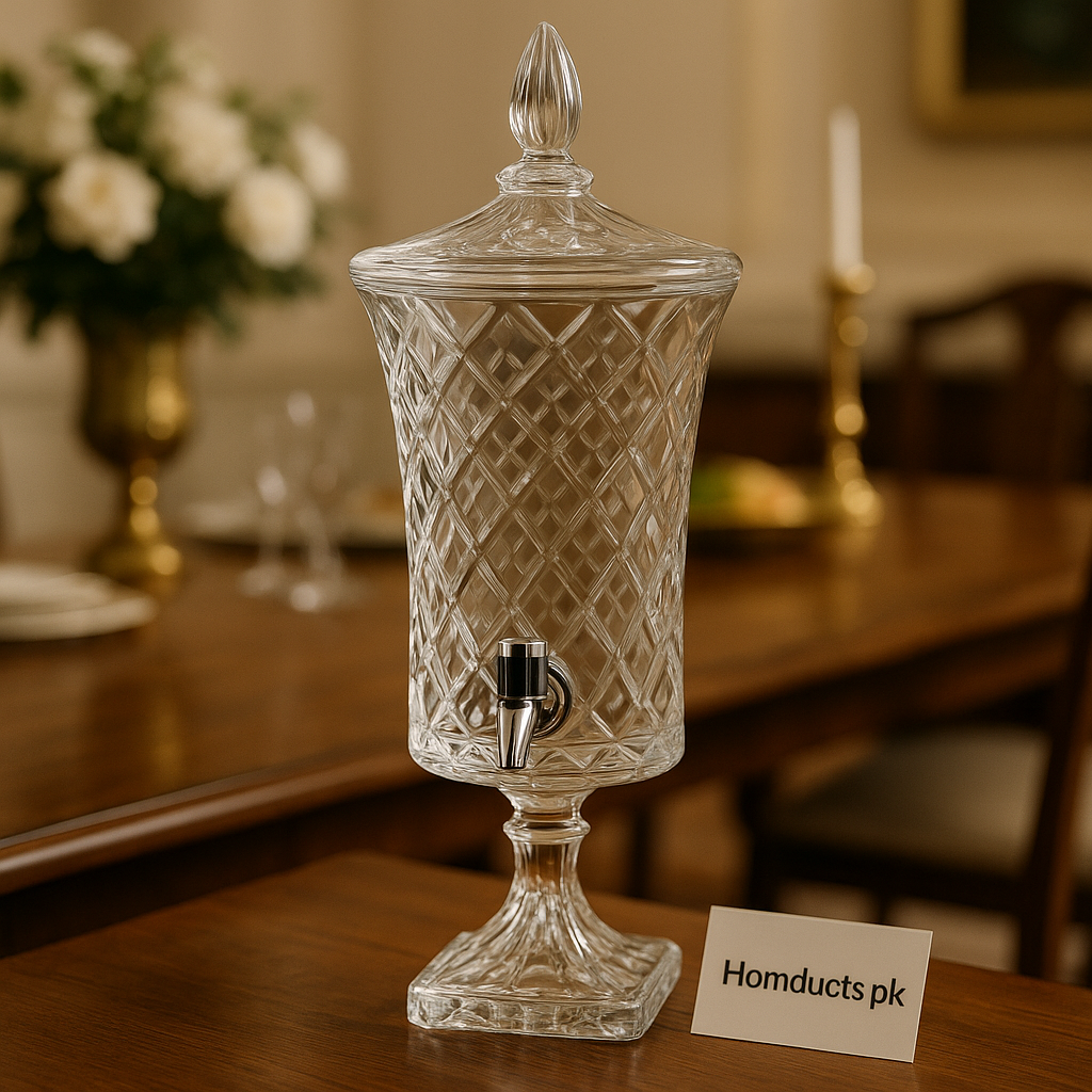 Royal Crystal Beverage Dispenser with Tap – Elegant Diamond Cut Glass Drink Server (4.2Ltr)