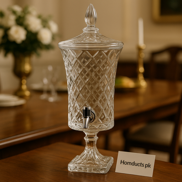 Royal Crystal Beverage Dispenser with Tap – Elegant Diamond Cut Glass Drink Server (4.2Ltr)