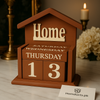 Wooden Perpetual Calendar Home Décor Block – Rustic Desk & Tabletop Date Display
