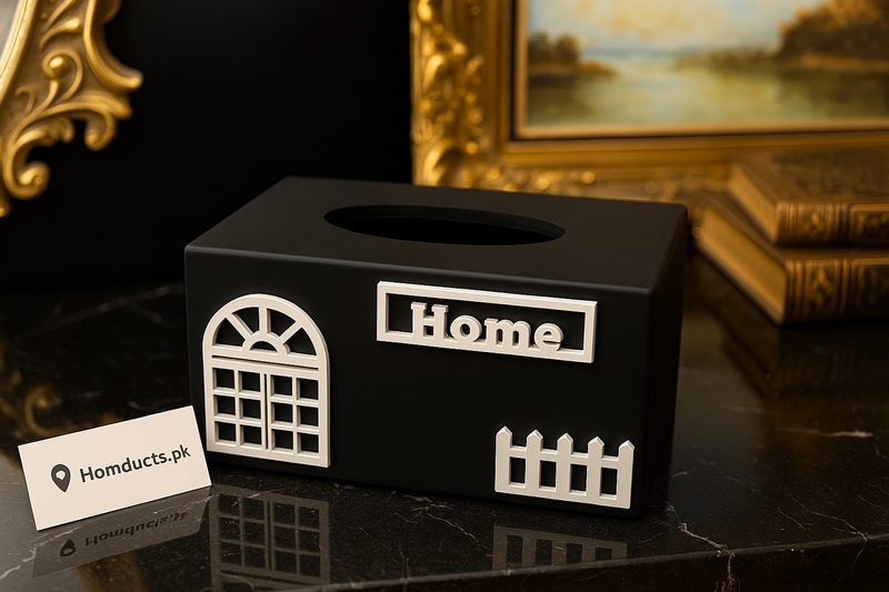 Modern Home-Design Black Tissue Box Cover – Decorative Tabletop Tissue Holder for Living Room & Office