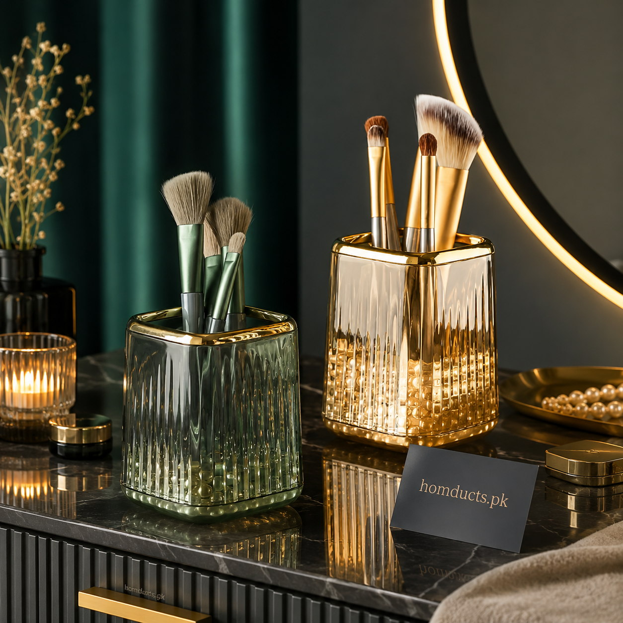 Nordic Elegance Makeup Brush Holder | Stylish Desk Organizer