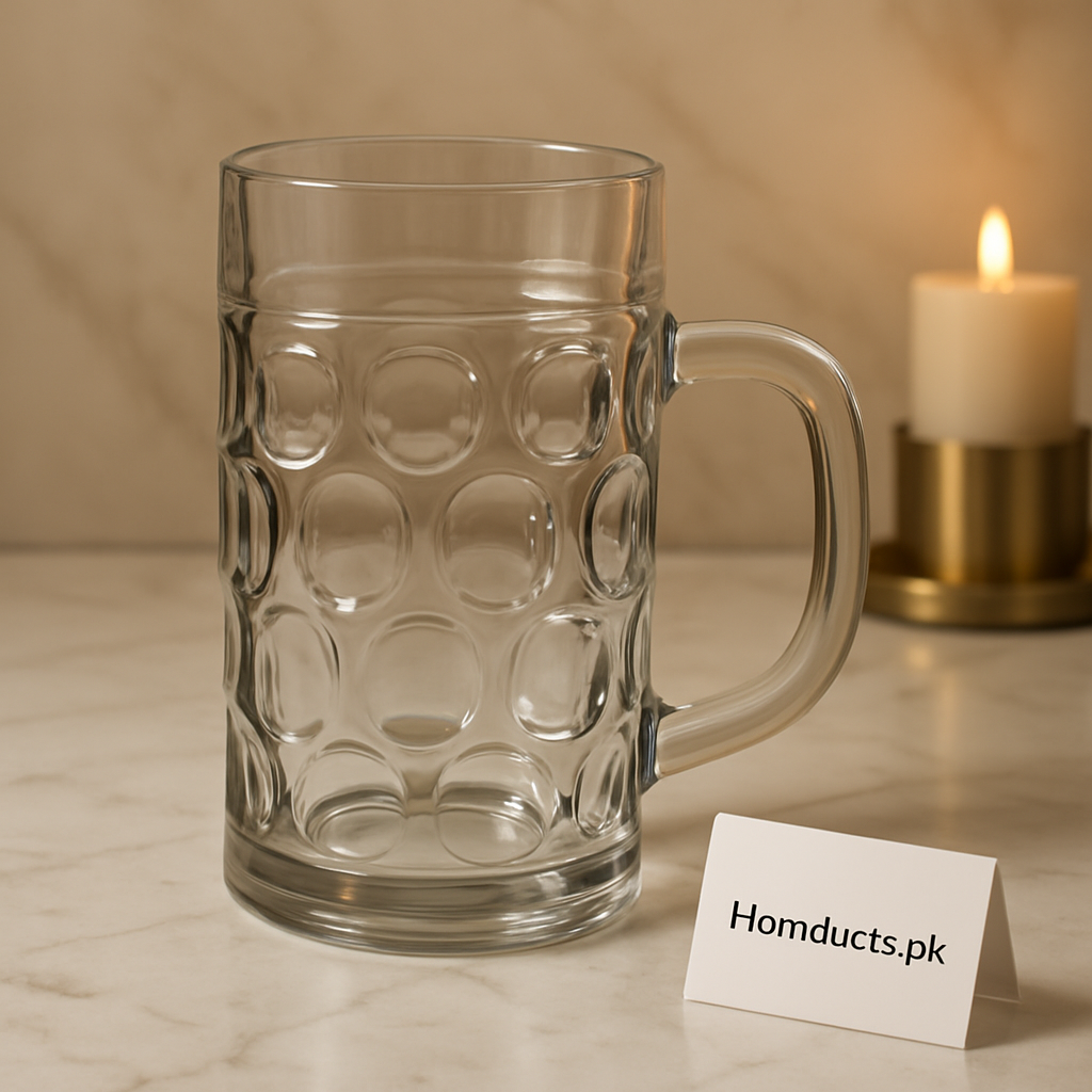 Premium Heavy-Duty Glass Mug – Thick Crystal Bubble Design | 500ml Large Capacity