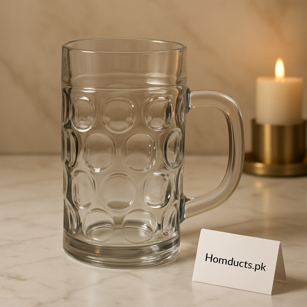 Premium Heavy-Duty Glass Mug – Thick Crystal Bubble Design | 500ml Large Capacity