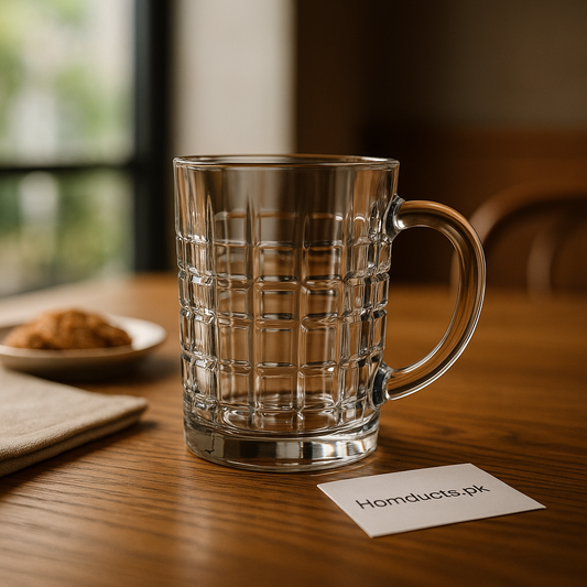 Luxury Crystal Glass Mug – Heavy-Duty Textured Drinking Mug for Hot & Cold Beverages (Premium Quality)