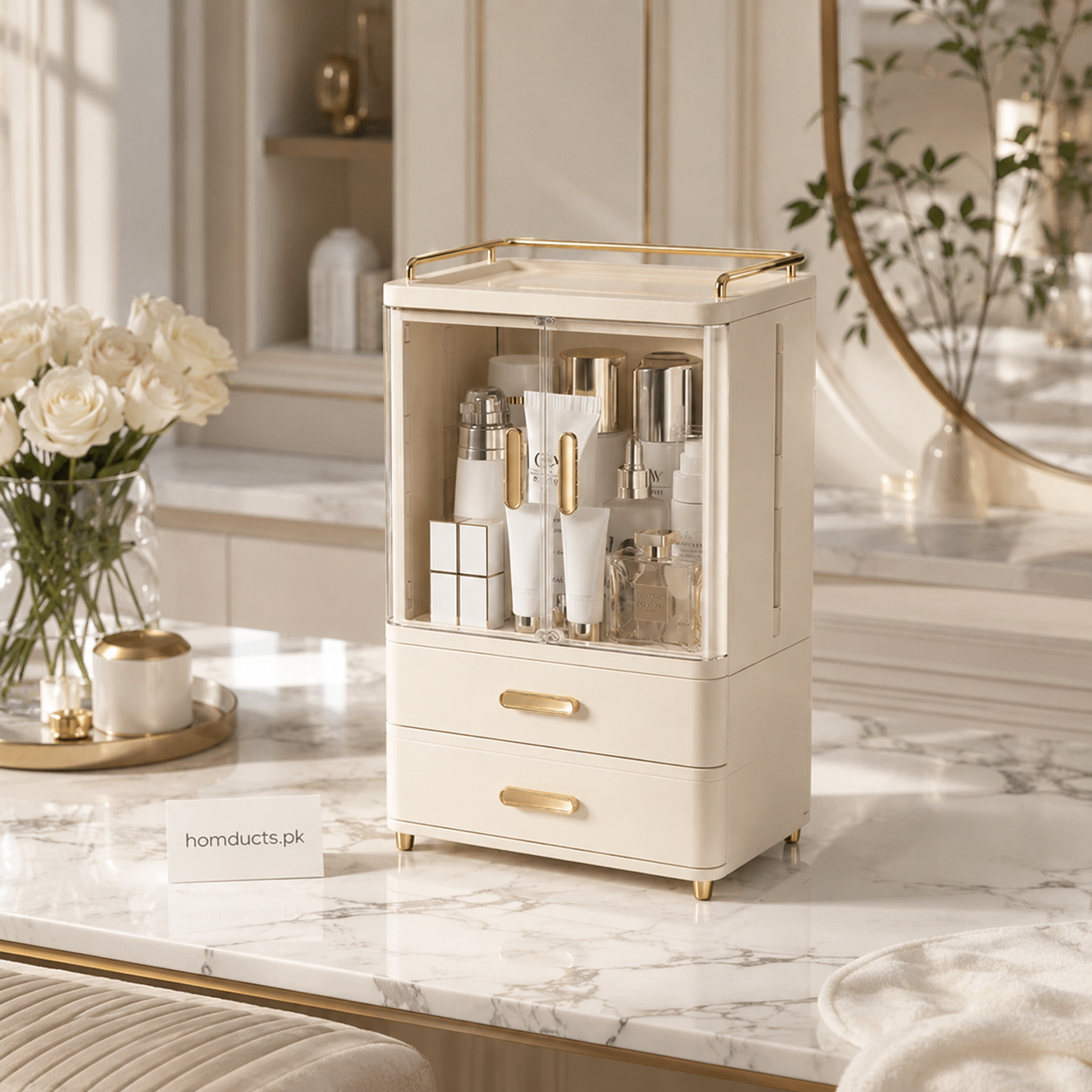 LUXORMOVE: Large Capacity Cosmetic & Skincare Storage Box - Desktop Makeup Organizer