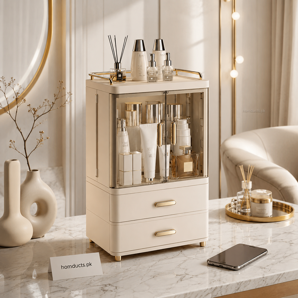 LUXORMOVE: Large Capacity Cosmetic & Skincare Storage Box - Desktop Makeup Organizer