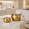 Luxury Gold Stainless Steel Cooking Pot Set (3-Piece) | Premium Hammered Design