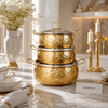 Luxury Gold Stainless Steel Cooking Pot Set (3-Piece) | Premium Hammered Design