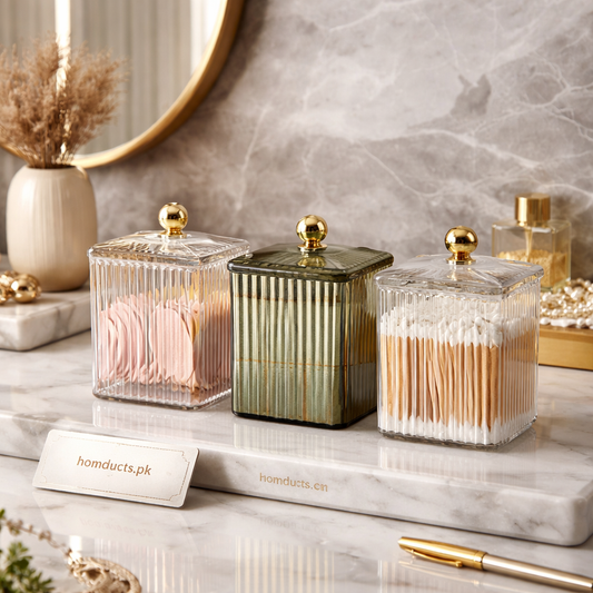 Premium Acrylic Ribbed Storage Jar with Lid – Multipurpose Organizer (1 PC)