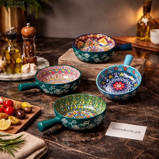 Premium Ceramic Handled Serving Bowl – Decorative Single Soup & Pasta Bowl (1 Pc)