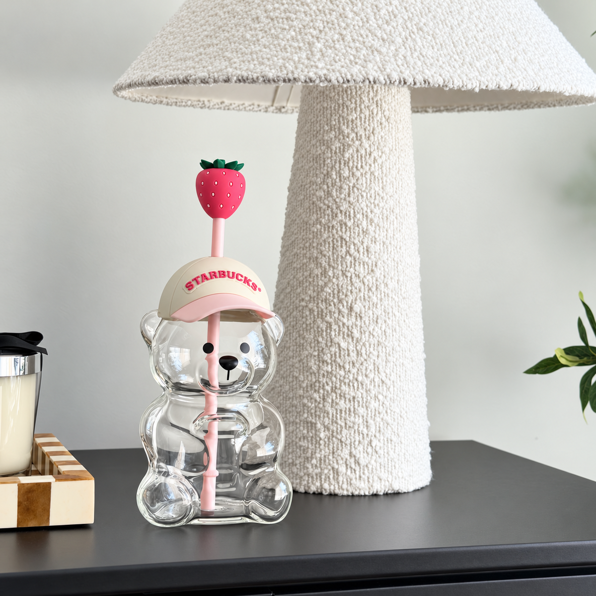 Viral Bearista Cup with Strawberry Straw & Cap Lid – Cute Bear-Shaped Tumbler