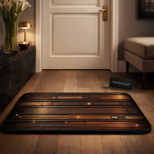 Luxury Geometric Wooden Door Mat – Modern Non-Slip Entrance Floor Mat (1 Pc)