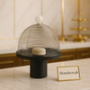Luxe Dome Dessert Display Stand – Matte Black Base with Wire Cloche Cover