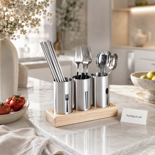3 Portion Stainless Steel Cutlery Holder