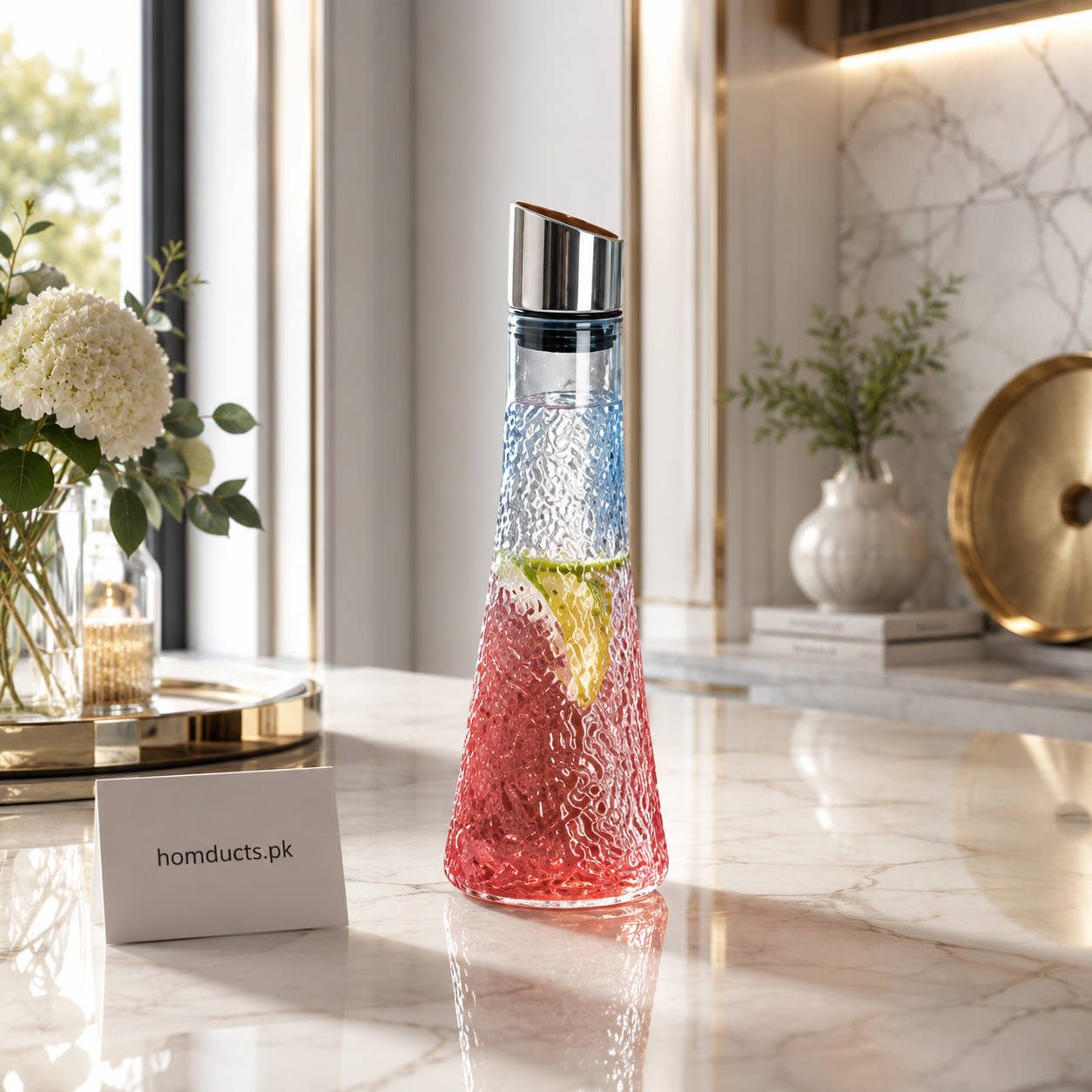 Luxury Crystal Gradient Glass Vase & Water Bottle – Elegant Multi-Purpose Decorative Floral Vase for Modern Homes