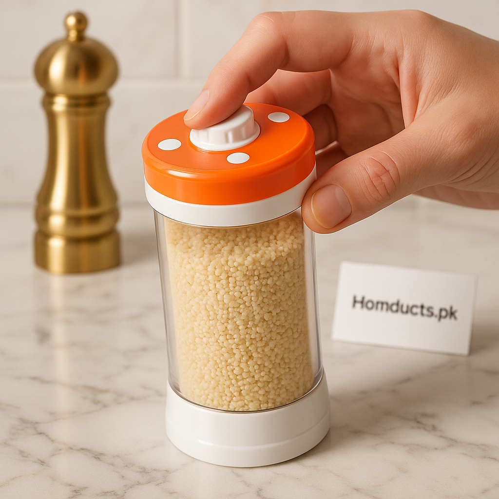 One-Click Smart Seasoning Dispenser – Easy Press Spice & Grain Container (Kitchen Storage Jar)