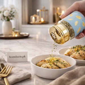 Premium Glass Spice Jar with Gold Lid – Decorative Kitchen Seasoning Shaker (1 Pc)