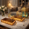 Luxury Ramadan Kareem Crescent Serving Tray & Islamic Table Centerpiece