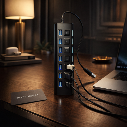 8-Port High-Speed USB Hub with Individual Power Switches – Multi USB Splitter for Laptop & PC